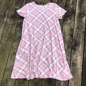 LuLaRoe Pink and White Plaid Womens Dress